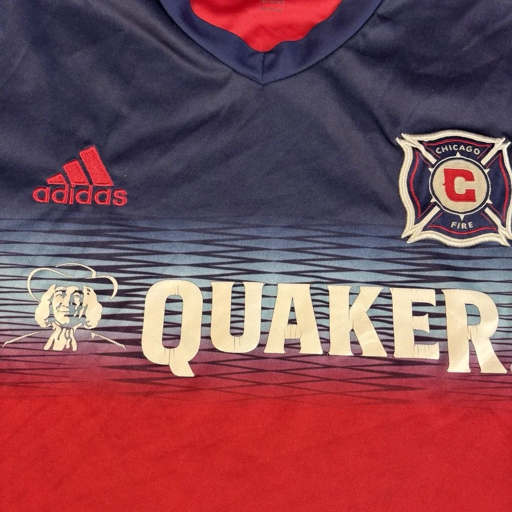 Adidas Chicago Fire‎ Jersey Mens XL MLS Soccer Climacool Quaker Red Blue Sports